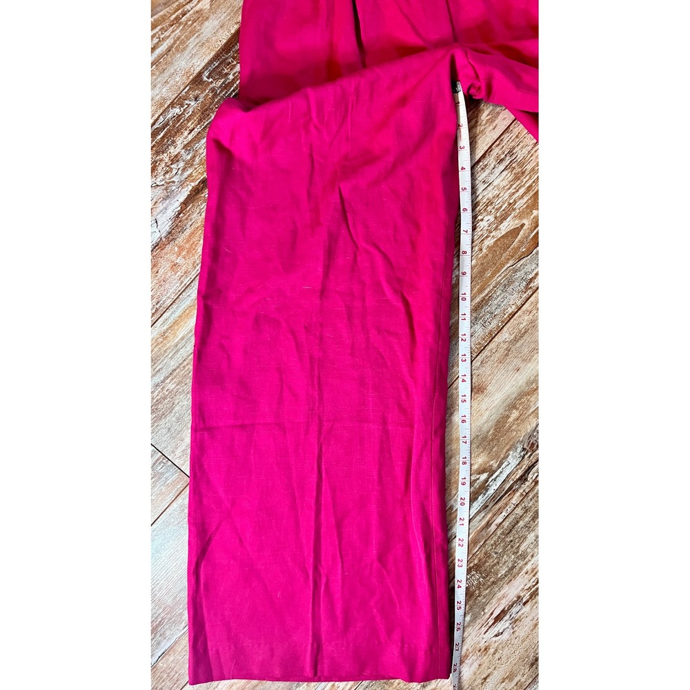 Express Wide Leg High Rise Trouser Pants Linen Blend Pink 4R NWT Barbiecore - Picture 9 of 12